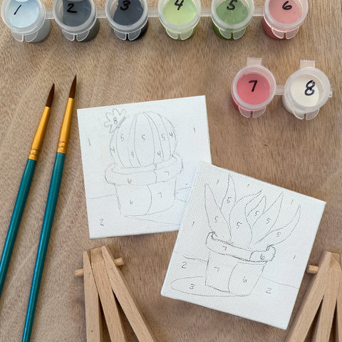 DIY Mini Succulent Cactus Paint By Number Kit - Sansevieria and Cactus