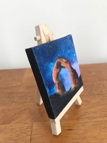Arches National Park Original Acrylic Painting - 3x3 Tiny Art - april bern photography