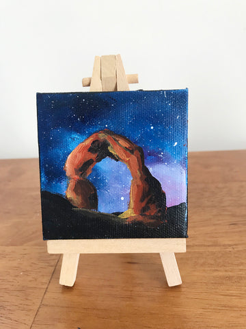 Arches National Park Original Acrylic Painting - 3x3 Tiny Art - april bern photography