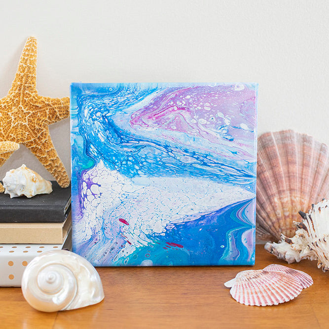 Arctic Ocean Abstract Art - 8x8 Acrylic Painting - april bern art & photography