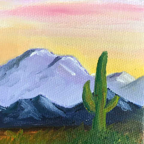 Mini Arizona Landscape Original Acrylic Painting - 3x3 Tiny Art - april bern photography