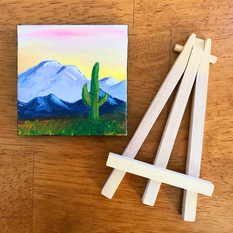 Mini Arizona Landscape Original Acrylic Painting - 3x3 Tiny Art - april bern photography