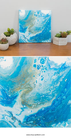 Ocean Abstract Art - 10 x 10 Blue Acrylic Painting - april bern art & photography