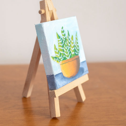 Cute Mini Succulent  - 3x3 Original Oil Painting - april bern photography