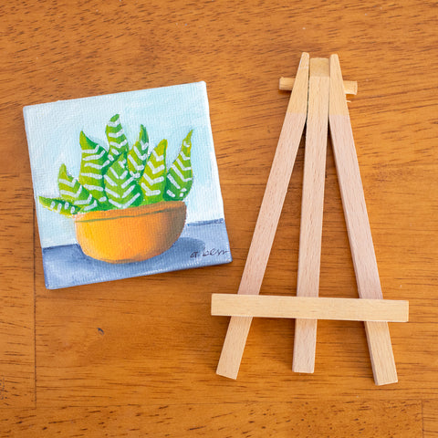 Cute Mini Succulent  - 3x3 Original Oil Painting - april bern photography