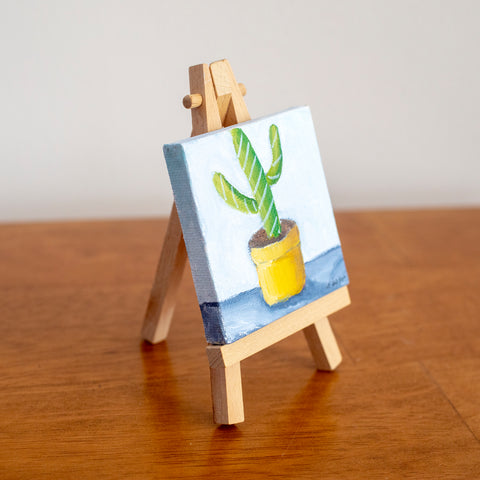Cute Mini Cactus - 3x3 Original Oil Painting - april bern photography