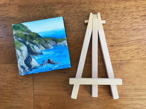 Big Sur California Original Oil Painting - 3x3 Tiny Art - april bern art & photography
