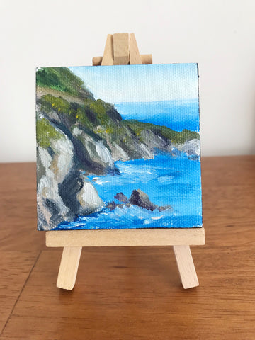 Big Sur California Original Oil Painting - 3x3 Tiny Art - april bern art & photography