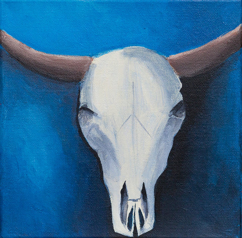 Southwest Beauty Cow Skull - Oil Painting 8"x8" - april bern art & photography