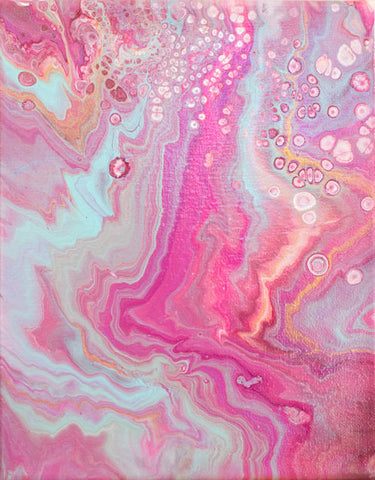 Pink Abstract Painting - 8x10 Pink Waves Abstract Art - april bern art & photography