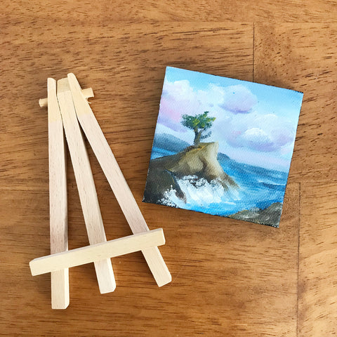 Lone Cypress California Landscape Original OIl Painting - 3x3 Tiny Art - april bern photography