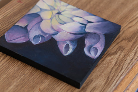 Dahlia Oil Painting - Flower Painting 8"x8" - april bern art & photography