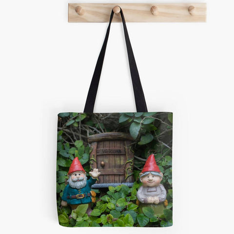 Ready to Ship - 16x16 Welcome Gnome Canvas Tote Bag - april bern art & photography