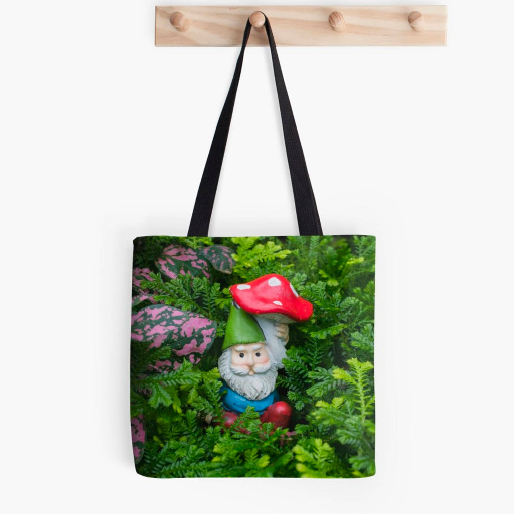 Ready to Ship - 16x16 Garden Gnome Canvas Tote Bag - april bern art & photography