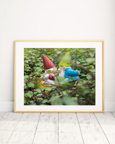 Gnome Kisses - Garden Gnome Print - april bern art & photography