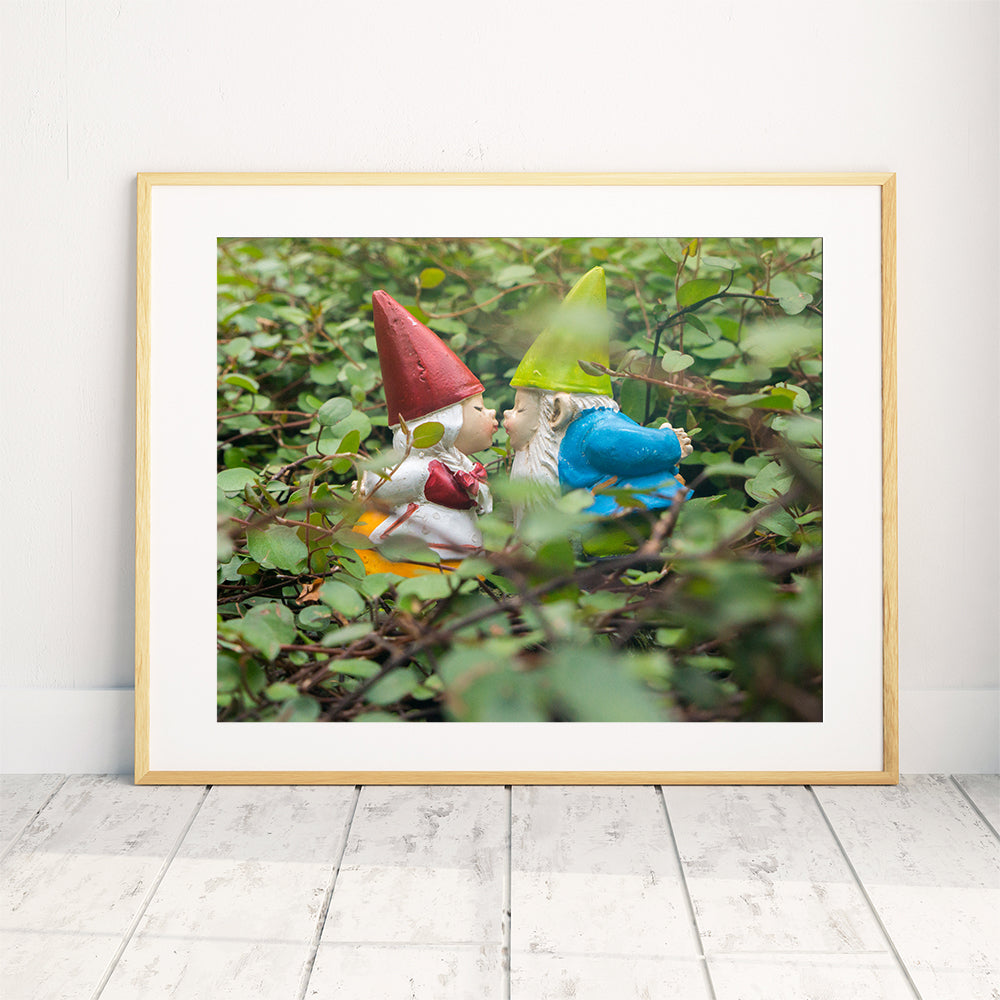 Gnome Kisses - Garden Gnome Print - april bern art & photography