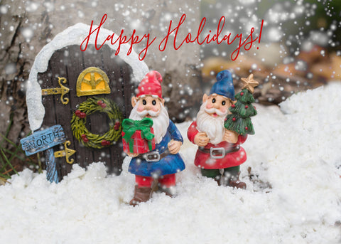 Happy Holidays Gnome Card - Whimsical Holiday Blank Greeting Card - april bern art & photography