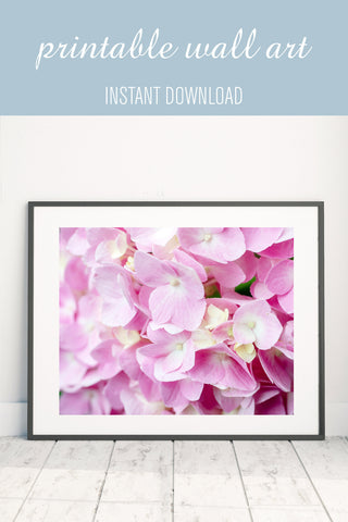 Printable Pink Hydrangea Wall Art - Instant Download - april bern photography