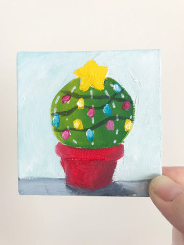 Hand Painted Magnet - Festive Christmas Cactus - april bern photography