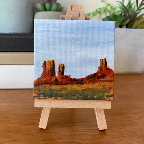 3x3 Tiny Monument Valley Landscape Painting - Original Acrylic Painting - april bern photography