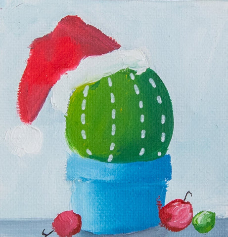 Hand Painted Magnet -  Holiday Cactus Magnet - april bern photography