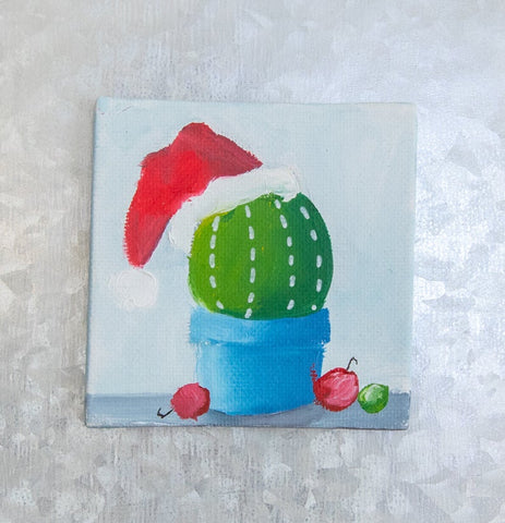 Hand Painted Magnet -  Holiday Cactus Magnet - april bern photography
