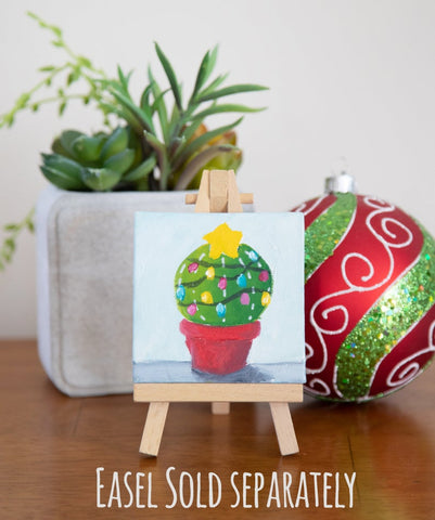 Hand Painted Magnet - Festive Winter Holiday Cactus - april bern photography