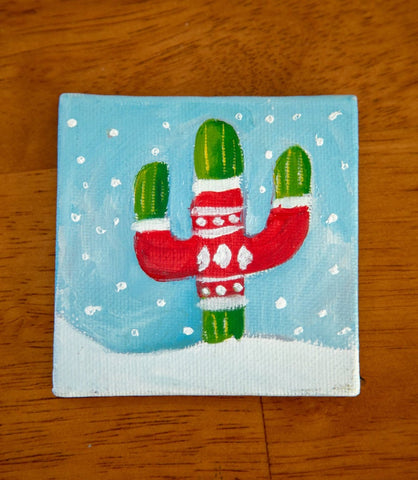 Hand Painted Magnet - Holiday Sweater Christmas Cacti - april bern photography