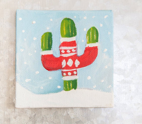 Hand Painted Magnet - Holiday Sweater Christmas Cacti - april bern photography