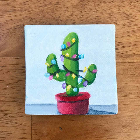 Hand Painted Magnet - Festive Cactus Refrigerator Magnet - april bern photography