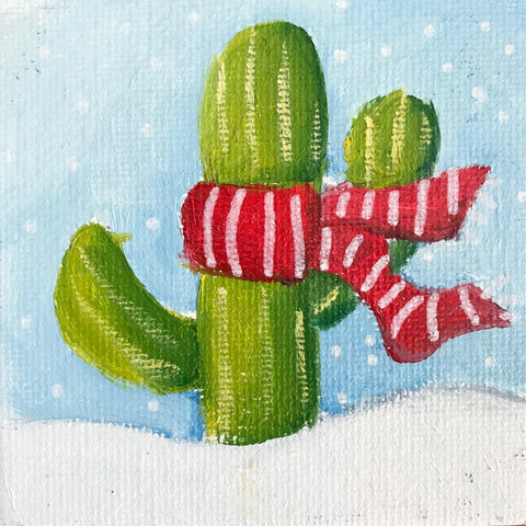 Hand Painted Magnet - Festive Winter Holiday Cactus - april bern photography