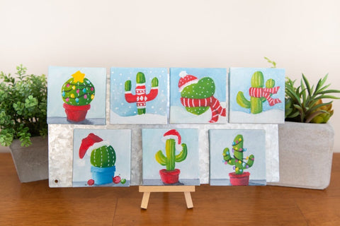 Hand Painted Magnet - Festive Cactus Refrigerator Magnet - april bern photography