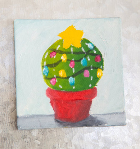 Hand Painted Magnet - Festive Christmas Cactus - april bern photography