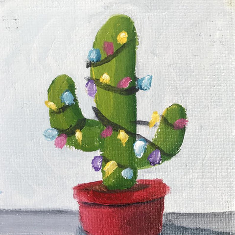 Hand Painted Magnet - Festive Cactus Refrigerator Magnet - april bern photography