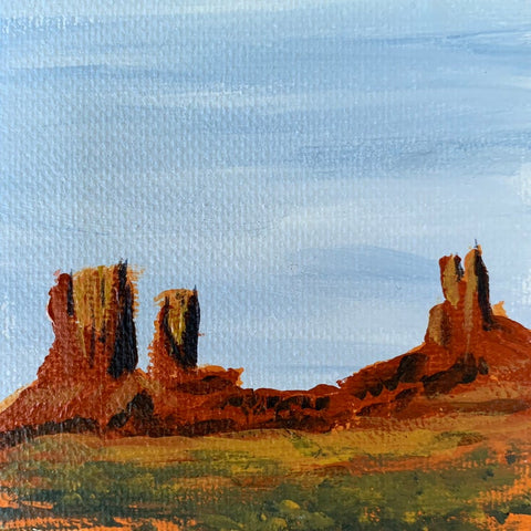 3x3 Tiny Monument Valley Landscape Painting - Original Acrylic Painting - april bern photography