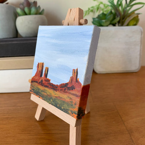 3x3 Tiny Monument Valley Landscape Painting - Original Acrylic Painting - april bern photography