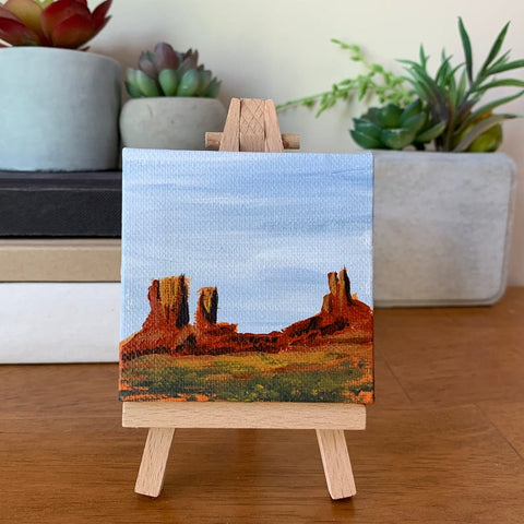 3x3 Tiny Monument Valley Landscape Painting - Original Acrylic Painting - april bern photography