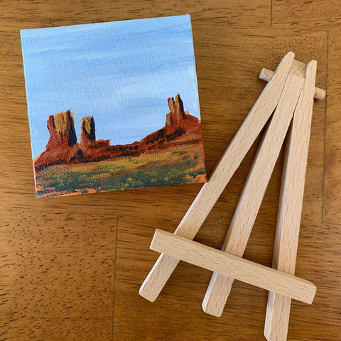 3x3 Tiny Monument Valley Landscape Painting - Original Acrylic Painting - april bern photography