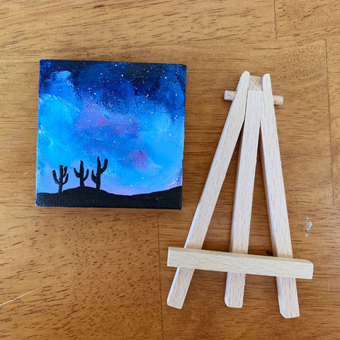 3x3 Mini Tuscon Arizona Milky Way Night Sky - Original Acrylic Painting - april bern photography