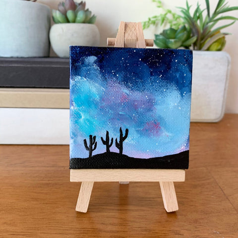 3x3 Mini Tuscon Arizona Milky Way Night Sky - Original Acrylic Painting - april bern photography