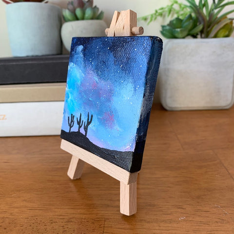 3x3 Mini Tuscon Arizona Milky Way Night Sky - Original Acrylic Painting - april bern photography