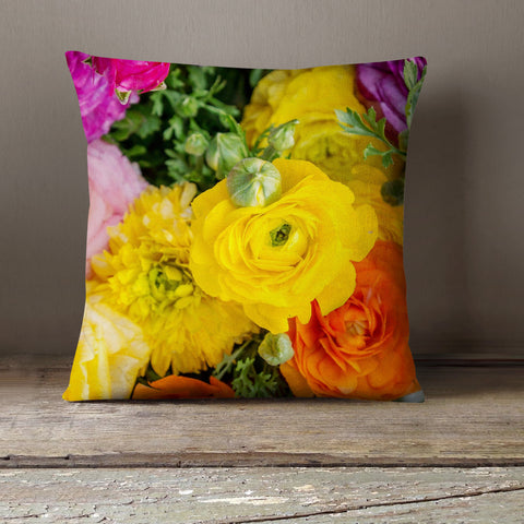 Bold and Bright Ranunculus Fine Art Photo Decorative Throw Pillow Cover