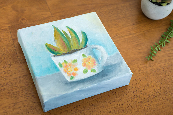 cute succulent paintings Succulent and Vintage Coffee Mug Painting