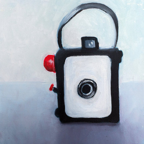 Vintage Camera Original Oil Painting 8"x8"