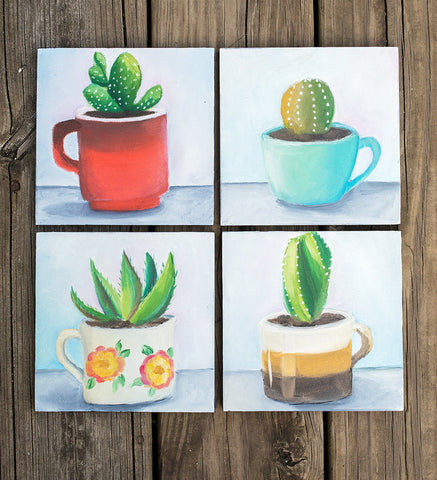 Succulent Painting - Retro Coffee Mug - april bern art & photography