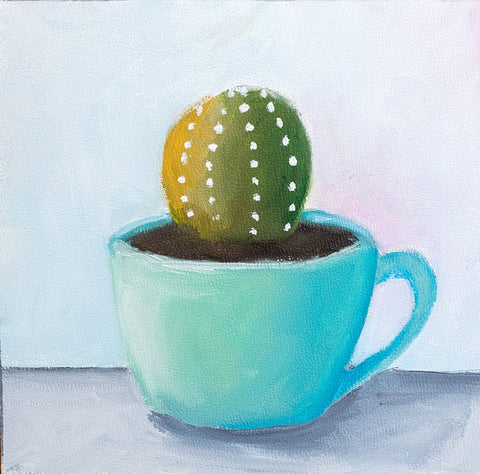 Succulent Painting - Vintage Teal Coffee Mug - april bern art & photography