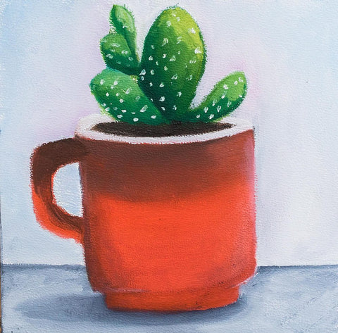 Succulent Painting - Retro Coffee Mug - april bern art & photography