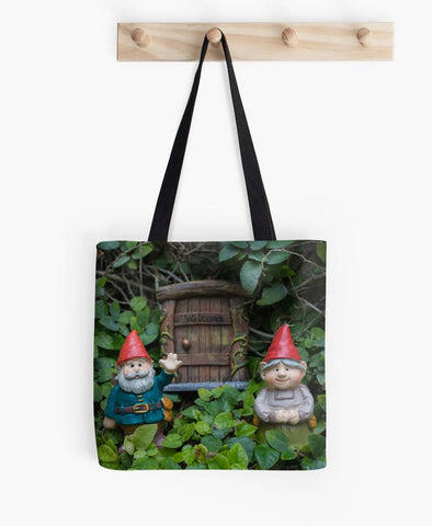 Ready to Ship - 16x16 Welcome Gnome Canvas Tote Bag - april bern art & photography