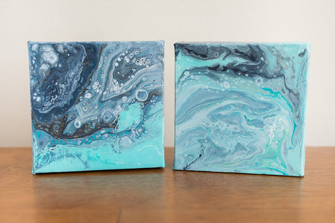 Tiny Ocean - 4x4 Abstract Acrylic Painting - april bern art & photography