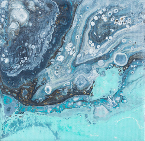 Tiny Ocean - 4x4 Abstract Acrylic Painting - april bern art & photography